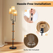 Golvlampa – Lågig Stehlampa Med Metallbas och Pappersflätad Lampskärm Läslampa – 3 175 cm – Svart