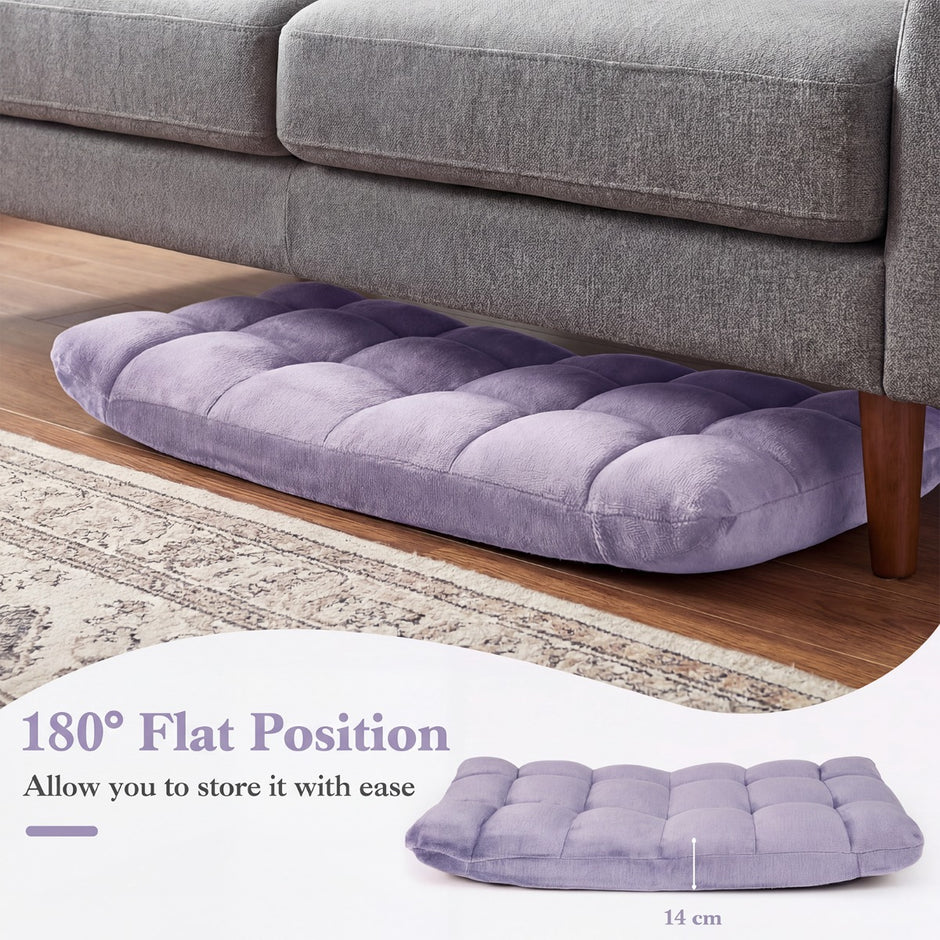Klappbarer – Bodenstuhl Bodensessel mit Verstellbarer Rückenlehne Hochdichtem Schaumstoff – Violett