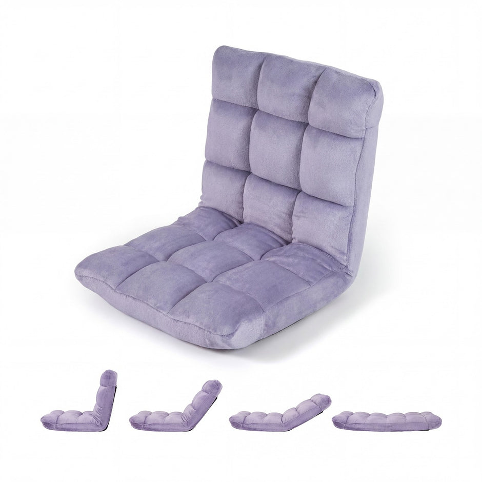 Klappbarer – Bodenstuhl Bodensessel mit Verstellbarer Rückenlehne Hochdichtem Schaumstoff – Violett