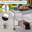Grillvagn – med hjul, stor arbetsplatta, kryddhylla och papperskorg sidovagn grillbord – 4 – Svart