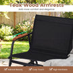 Gungbänk – för personer Terrassbänk med svängda teakträ armstöd – 2 – Svart