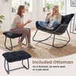 Gungstol – med pall, gungfåtölj av PE rotting och metallram, ergonomisk relaxfåtölj – Svart