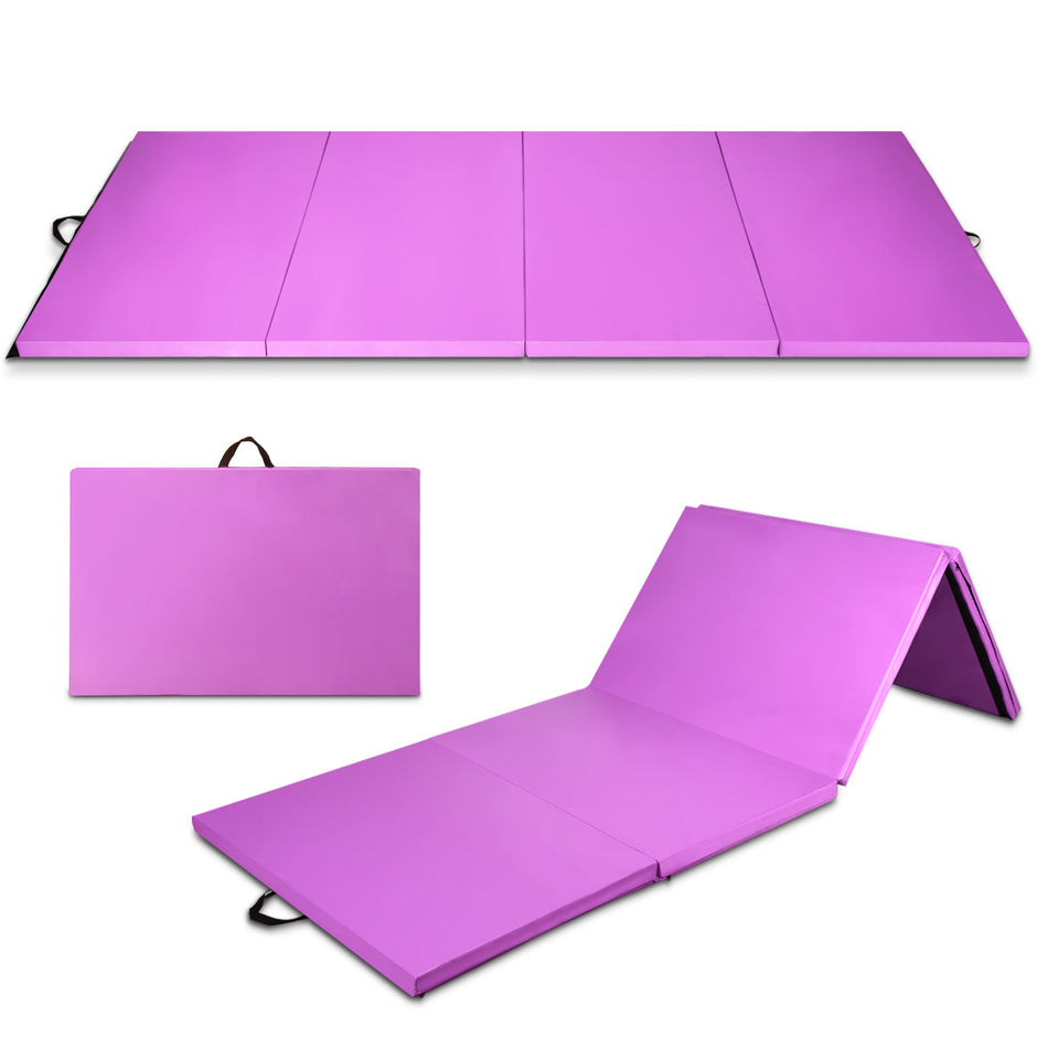 Hopfällbar – gymnastikmatta sportmatta fitnessmatta – 240 x 116 x 5 cm – Lila