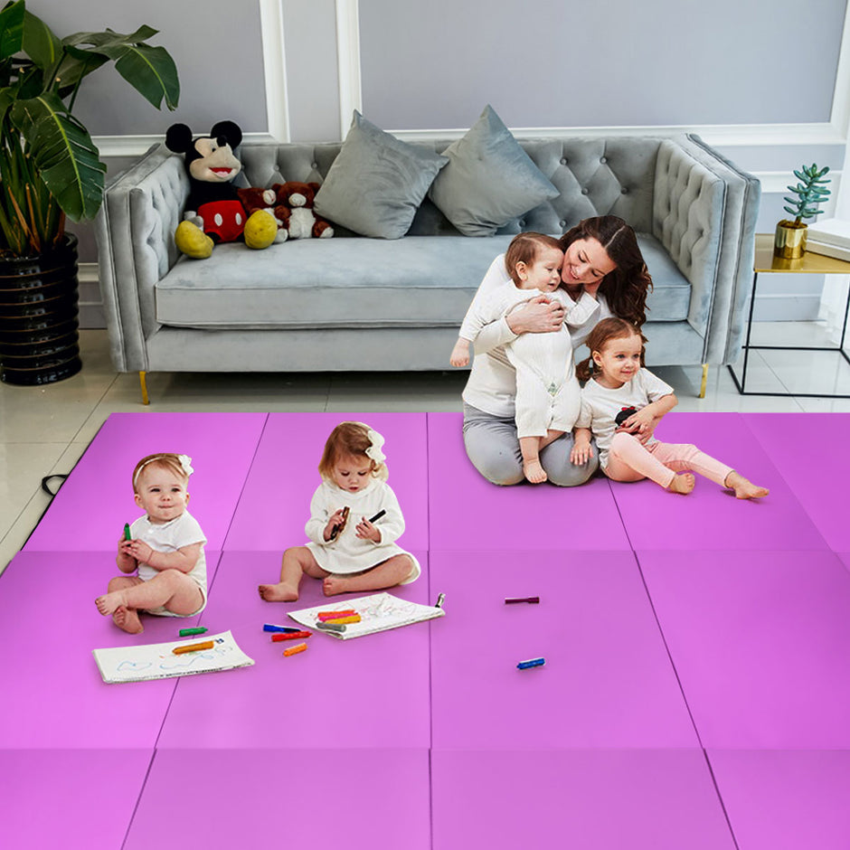Hopfällbar – gymnastikmatta sportmatta fitnessmatta – 240 x 116 x 5 cm – Lila