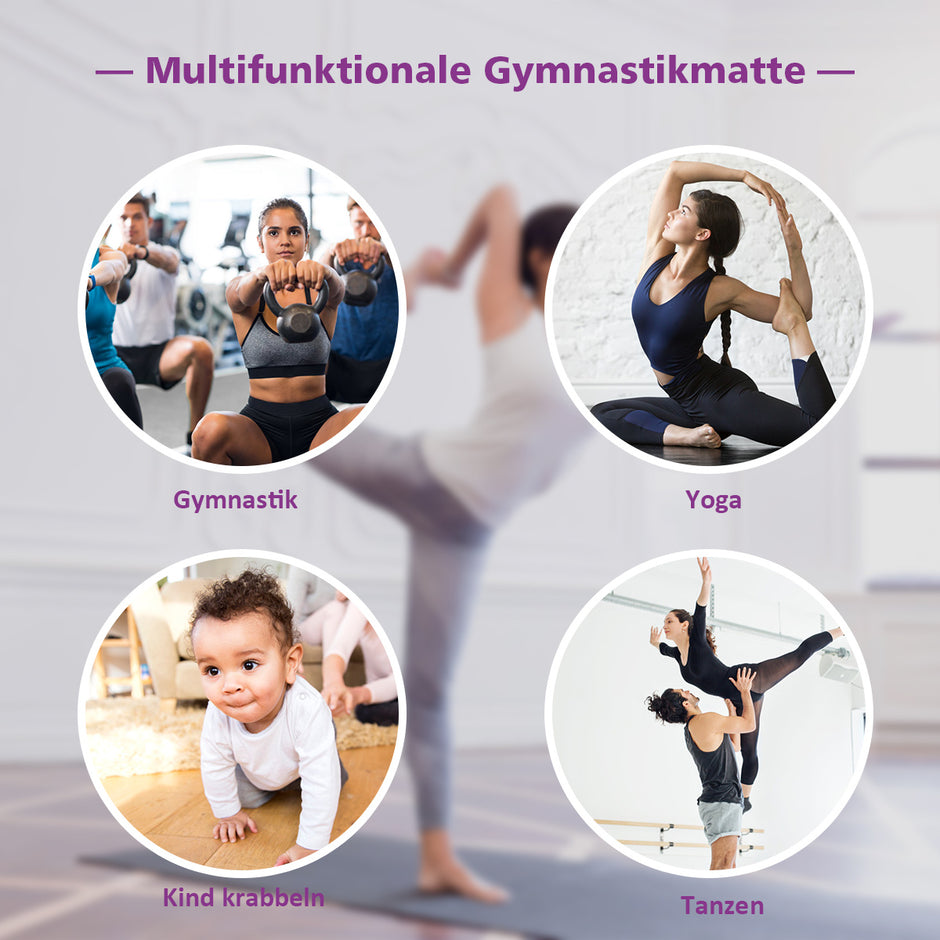 Hopfällbar – gymnastikmatta sportmatta fitnessmatta – 240 x 116 x 5 cm – Lila