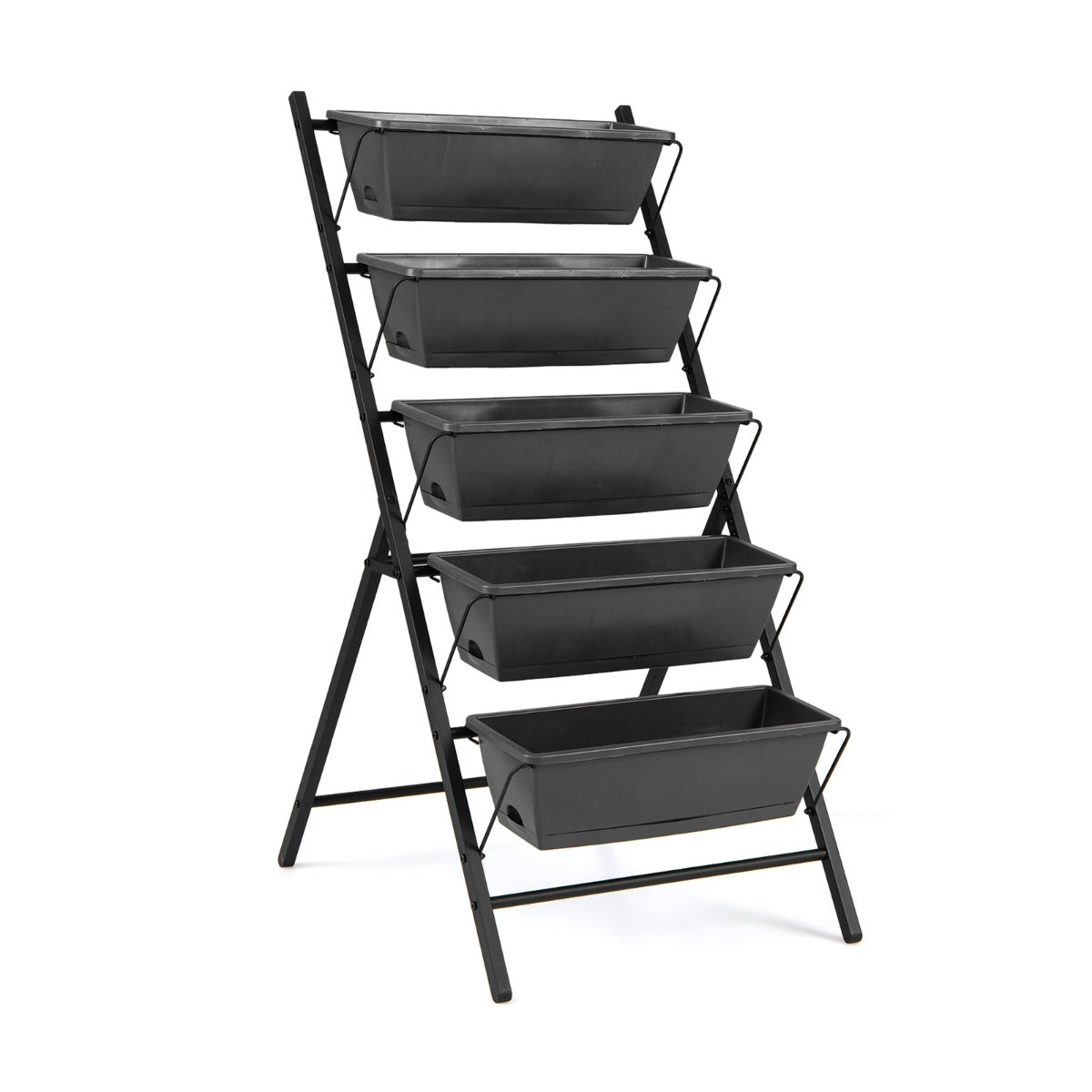 stegs – vertikalt odlingsbädd med uttagbara blomlådor – 5 5 – Svart