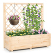 Blomlåda – med spaljé, högbädd och dräneringshål, – 98 x 35 x 101 cm – Natur