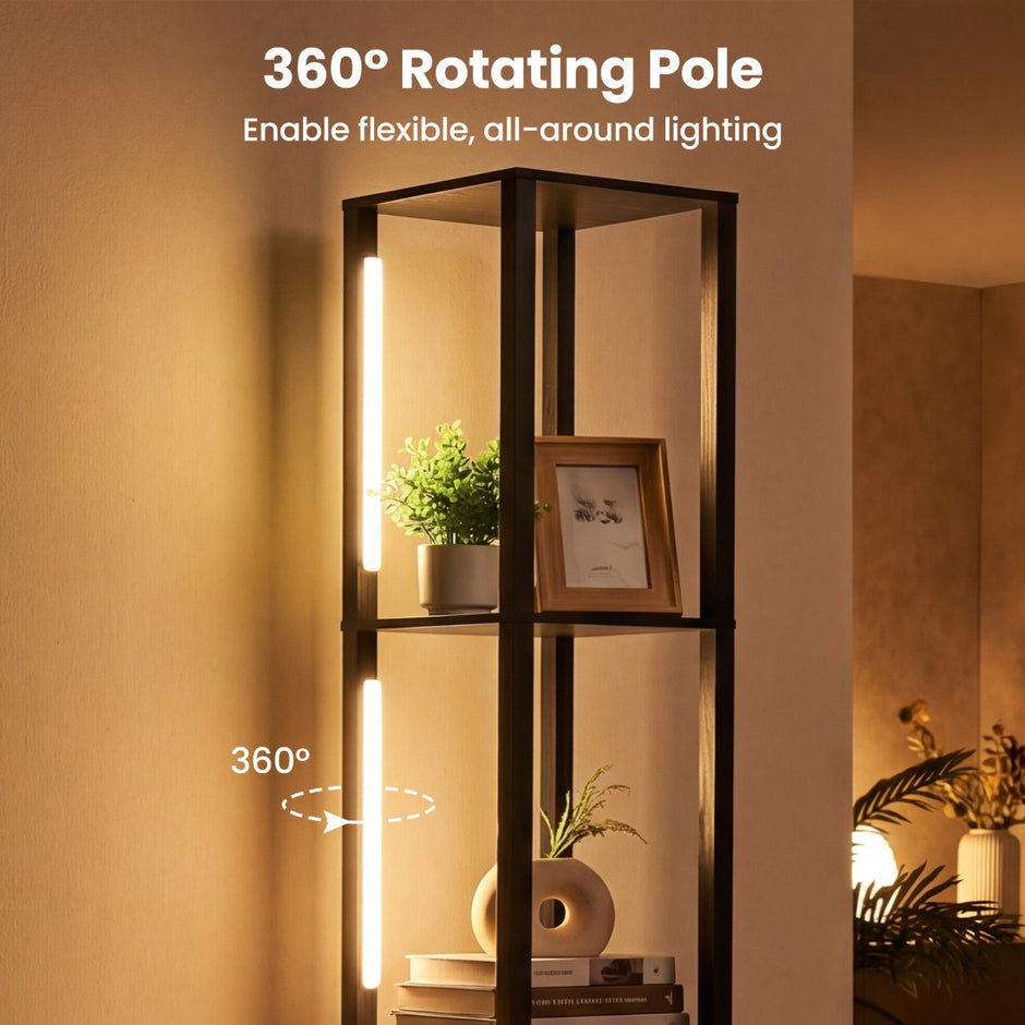 Golvlampa – med justerbar ljusstyrka modern stående sido bord – 43,5 x 26,5 x 169 cm – Svart