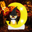 LED uppblåsbar – uggla som står på månen Hemsk Halloween dekoration – 155 cm – Gul