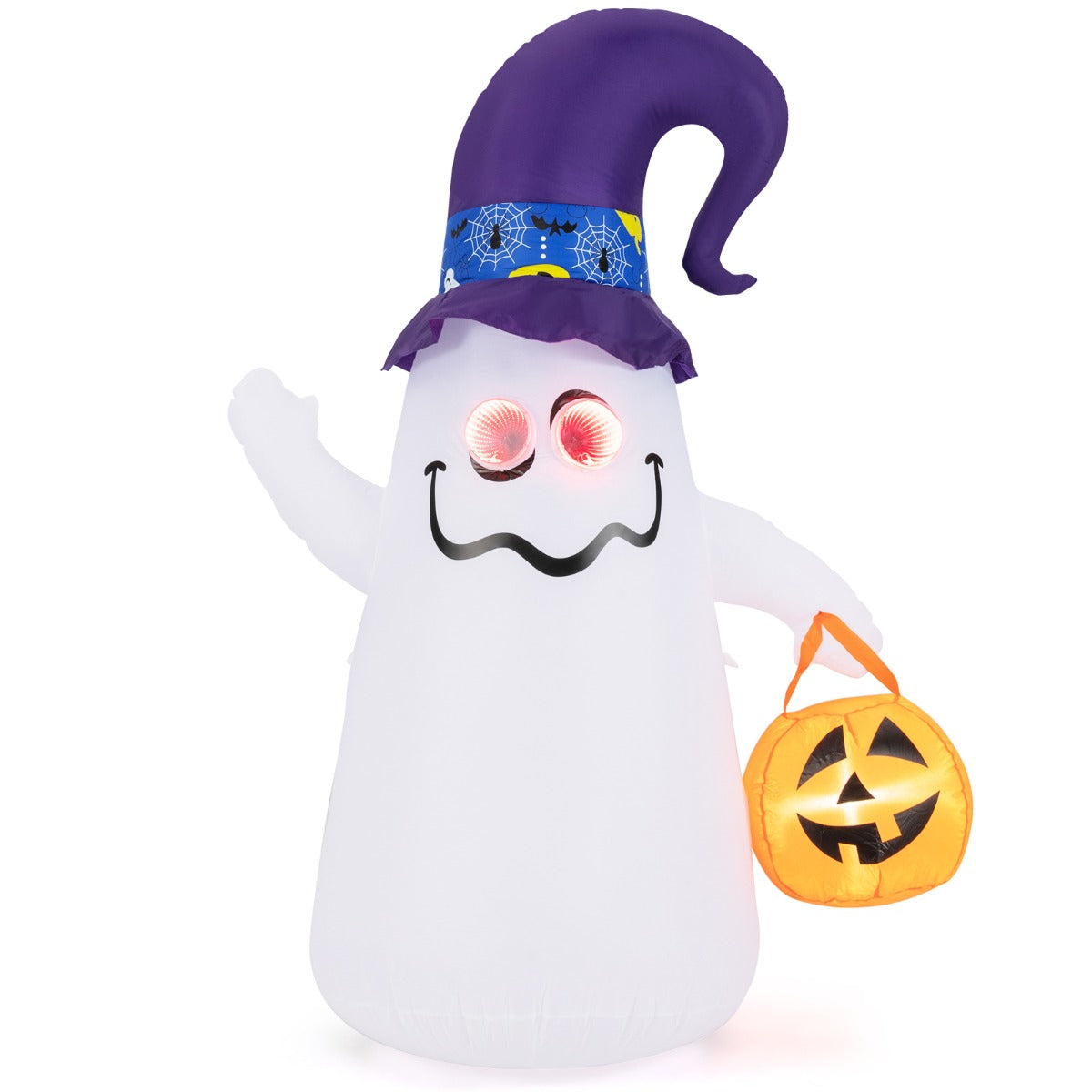 LED uppblåsbar – Halloween spöke med pumpa utomhus skrämmande dekoration – 180 cm – Vit