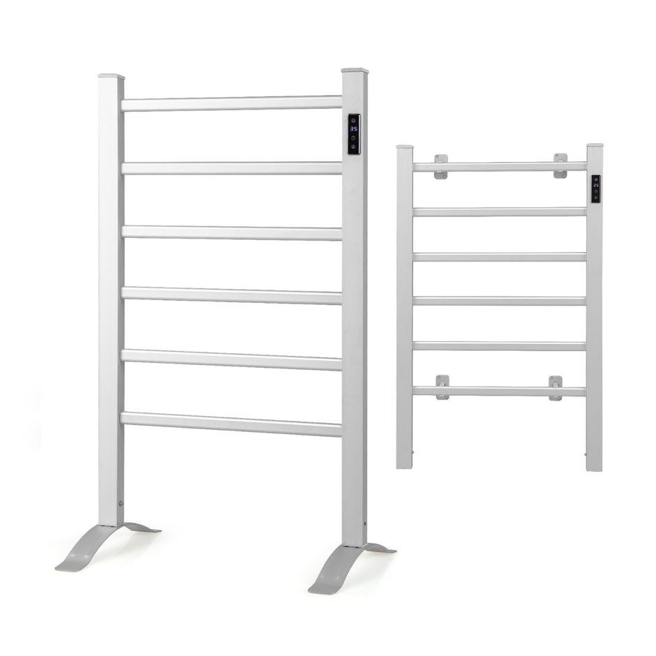 Elektrisk – handdukstork med timmars timer och överhettningsskydd LED display aluminium – 8 – Silver