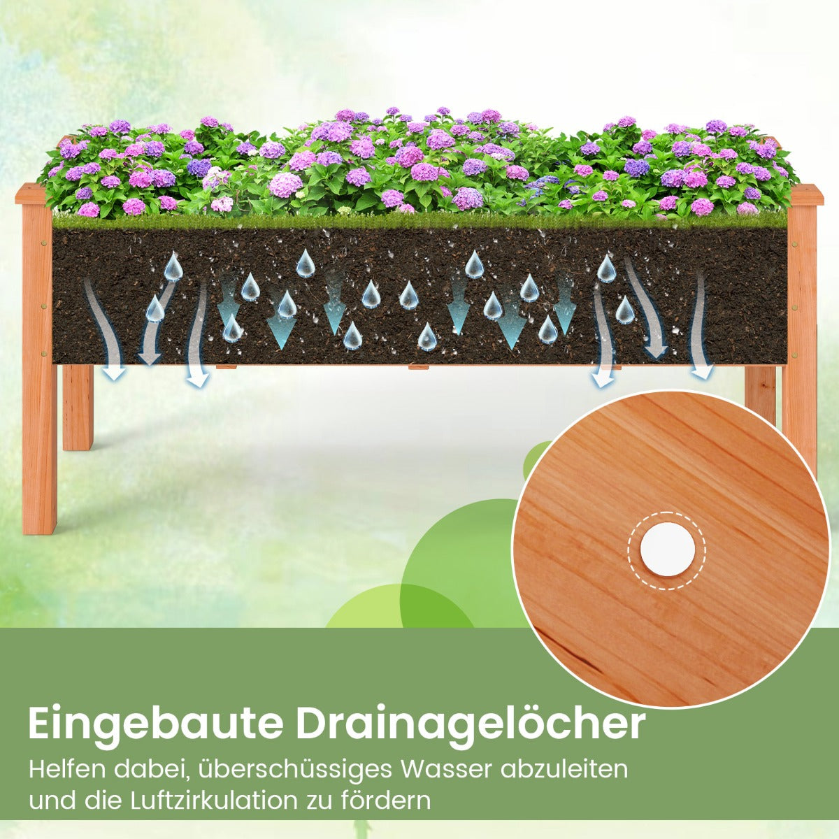 Upphöjd – odlingsbädd i trä för barn Odlingskorg med en belastningskapacitet på upp till – 120 x 43,5 x 51 cm 100 kg – Orange