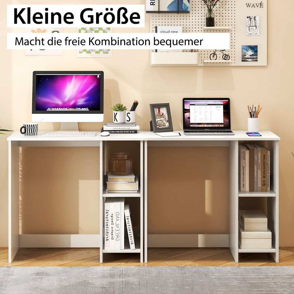 Litet – skrivbord med fack PC – 2 80 x 40 x 74 cm – Vit