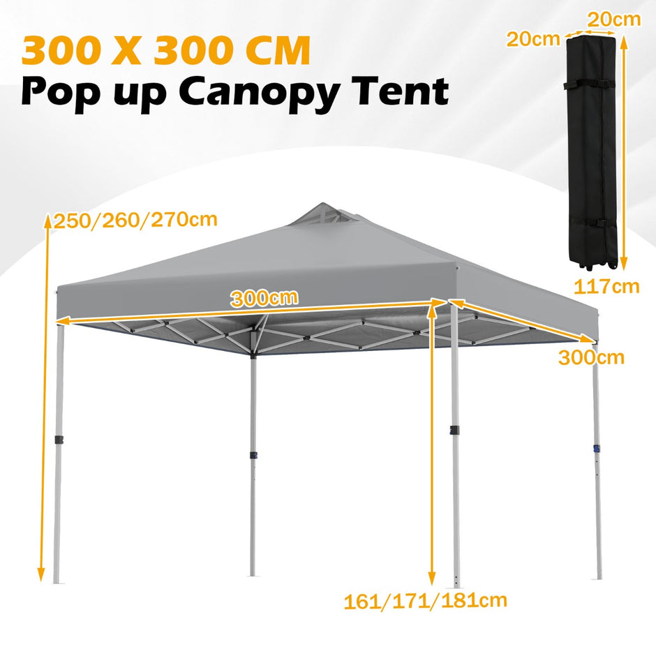 Pop – up paviljong med sandsäckar och markpinnar rep Fällbar – 4 3 x 3 m – Grå