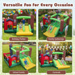 Hoppborg – med fläkt, rutschkana, hoppområde, basketkorg och kastspel cm. – 356 x 330 x 220 – Färgglad
