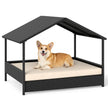 Korg – hundhydda med baldakin, upphöjd rattan soffa för små och medelstora hundar upp till kg, – 60 . – Beige