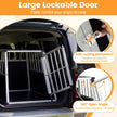 Hundtransportlåda – Med Låsbart Dörr Och Avtagbar Skiljevägg Aluminium Hundbur – 91 x 65 x 69,5 cm – Svart och silver