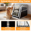 Hundtransportlåda – Med Låsbart Dörr Och Avtagbar Skiljevägg Aluminium Hundbur – 91 x 65 x 69,5 cm – Svart och silver