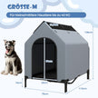 i – hundkennel och upphöjd hundsäng Hundstol utomhus husdjurshus med andningsbart nättyg grått – 2 1 75 x 110 x 106 cm – Grå