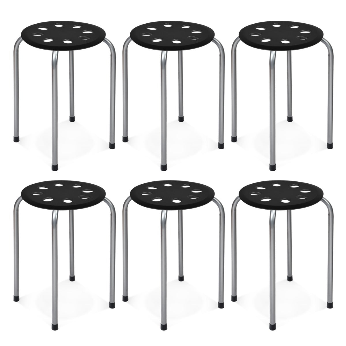 Förpackning – med stapelbara metallpallar Rundsitspall + – 6 30 x 30 x 44,5 cm – Svart och silver