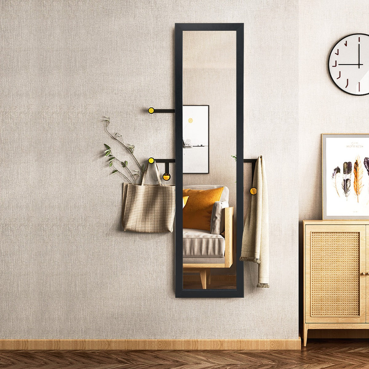 i – helspegel hellängdsspegel med träram – 2 1 37 x 155 cm – Svart