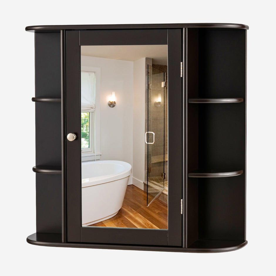 Väggmonterat – förvaringsskåp Multifunktionsmedicinskåp för badrum – 66 x 16,7 x 63 cm – Brun