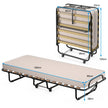 Hopfällbar – säng med madrass Bärbar och rullbar Made in Italy Ursprung: Italien – 190 x 80 x 33 cm – Beige