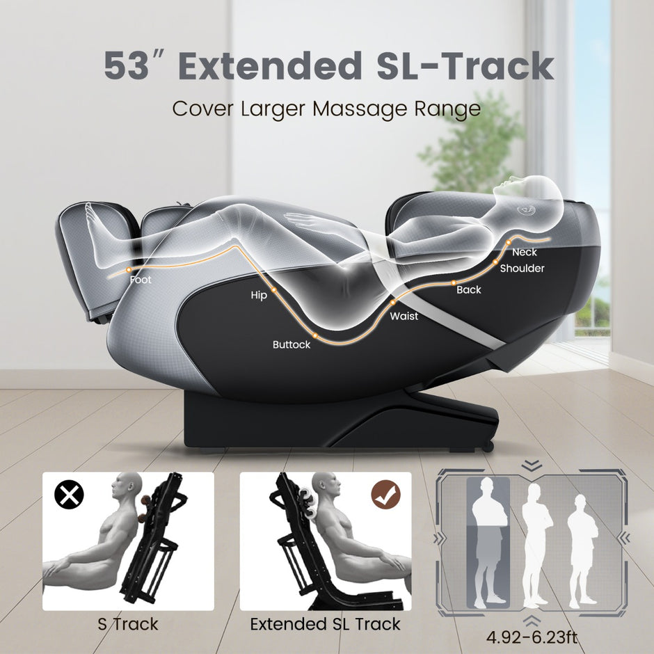 Relaxe – Hela kroppen massagestol Zero Gravity SL Track med luftkompression och värme – Svart