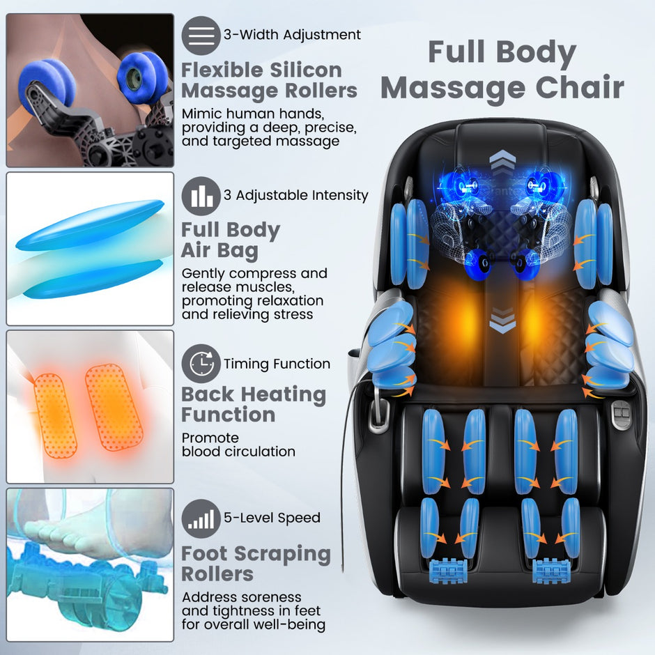 Relaxe – Hela kroppen massagestol Zero Gravity SL Track med luftkompression och värme – Svart