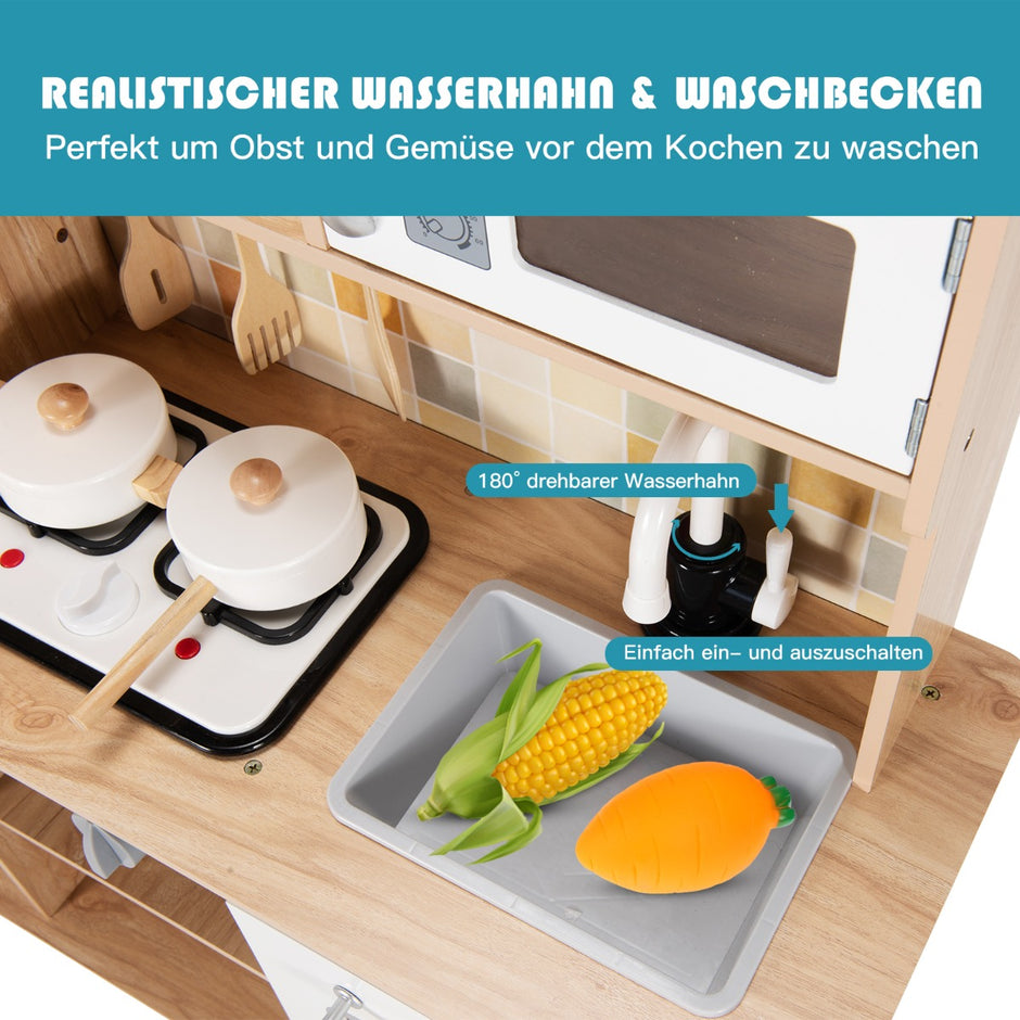 Kökslekset – för barn i trä Vit + Naturligt – 81 x 29 x 88,5 cm