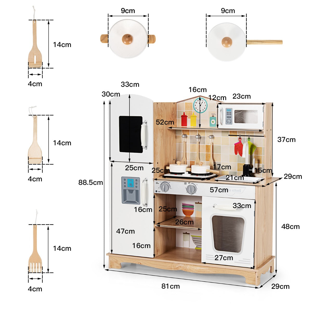 Kökslekset – för barn i trä Vit + Naturligt – 81 x 29 x 88,5 cm