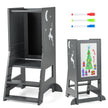 i – barns lärtorn med dubbelsidig bräda och justerbara höjder Kökspall Step – 2 1 3 – Grå