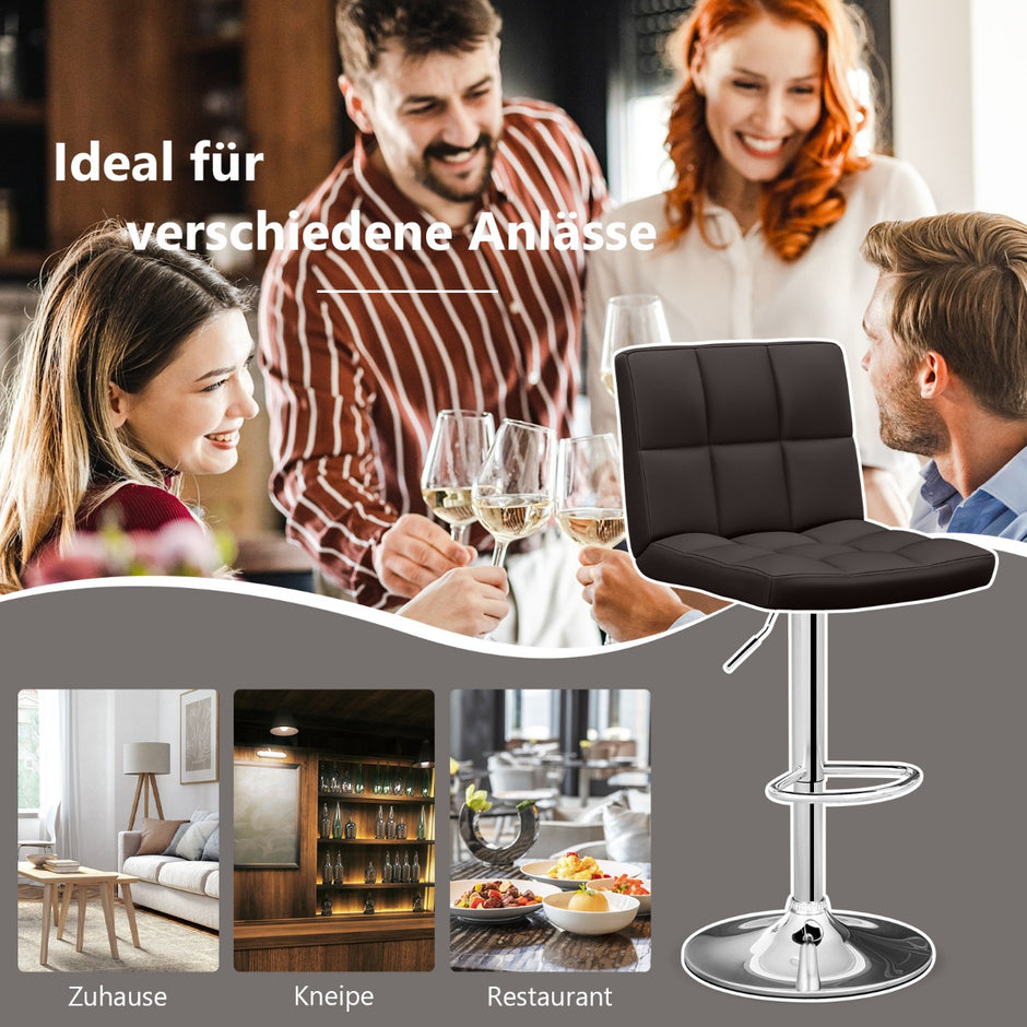 Set – med 360° roterande barstolar gjorda av konstläder Höjdjusterbar – 2 – Brun