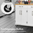 Rolling – Kitchen Island Cart med gummiträ bänkskiva dörrars serveringsvagn – 4 122 x 48 x 92,5 cm – Vit