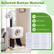 Kattklättra – Rattan Kattornament i Fårodesign med Katthåla Sisalstammar och Hängande Lekboll – 110 cm – Vit