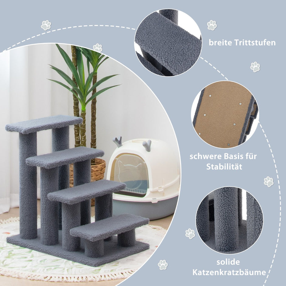 Djurtrappa – Klätterträd Katttrappor för katter upp till – 25 kg 61 x 41 x 60 cm – Grå