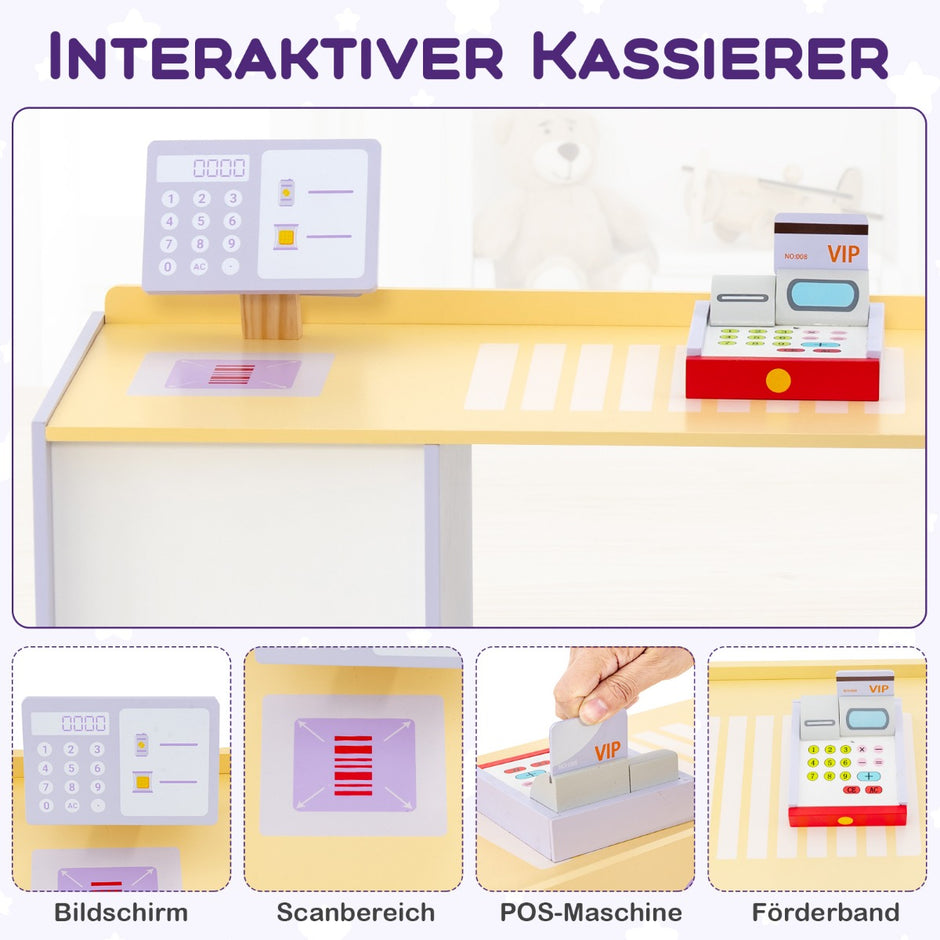 Barnbutik – Livsmedelsbutik i trä med sidodisk – 89 x 57 x 80 cm – Lila