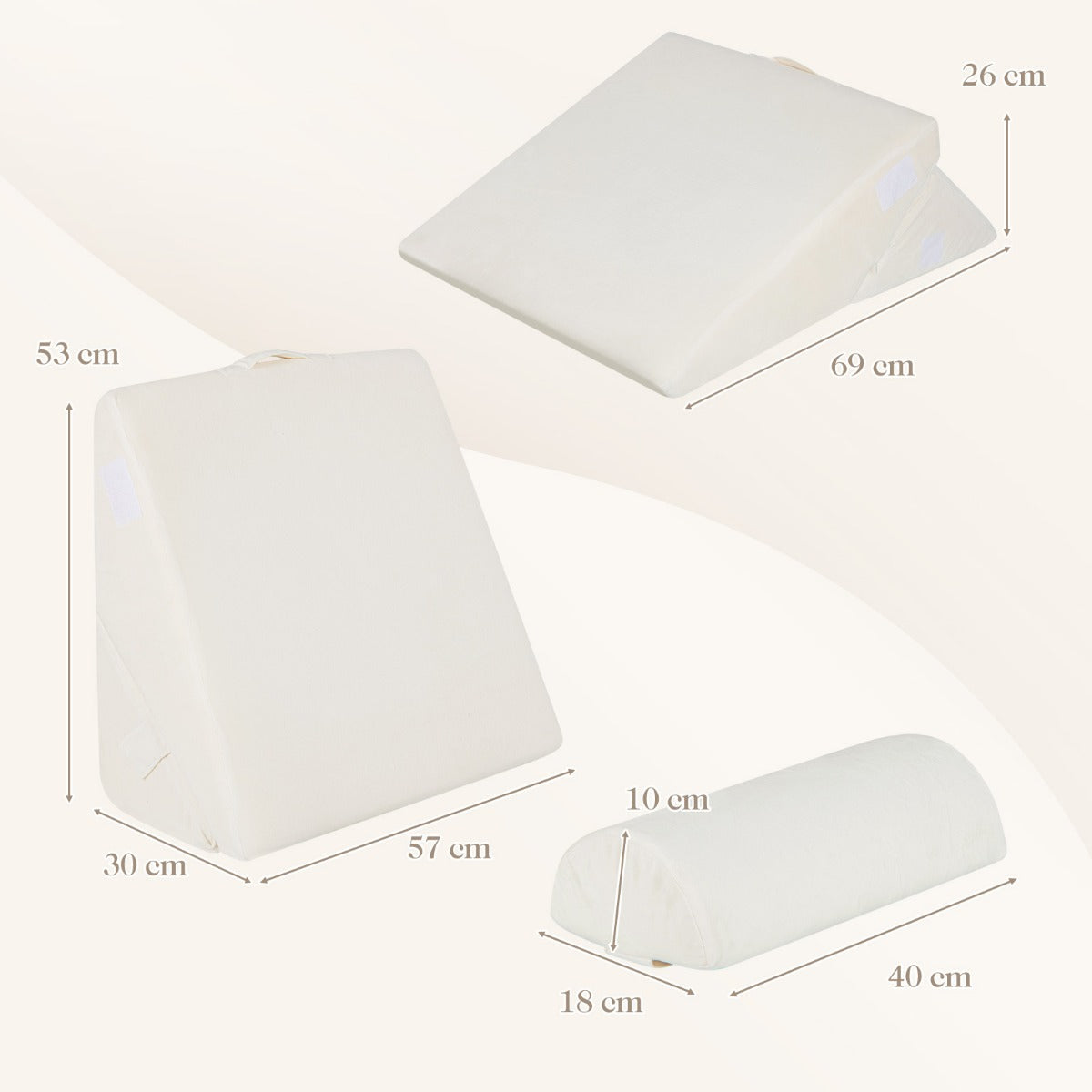 Multifunktionell – kilkudde med nackstöd Memory Foam Ryggkudde Off White – 57 x 30 x 53 cm – Vit