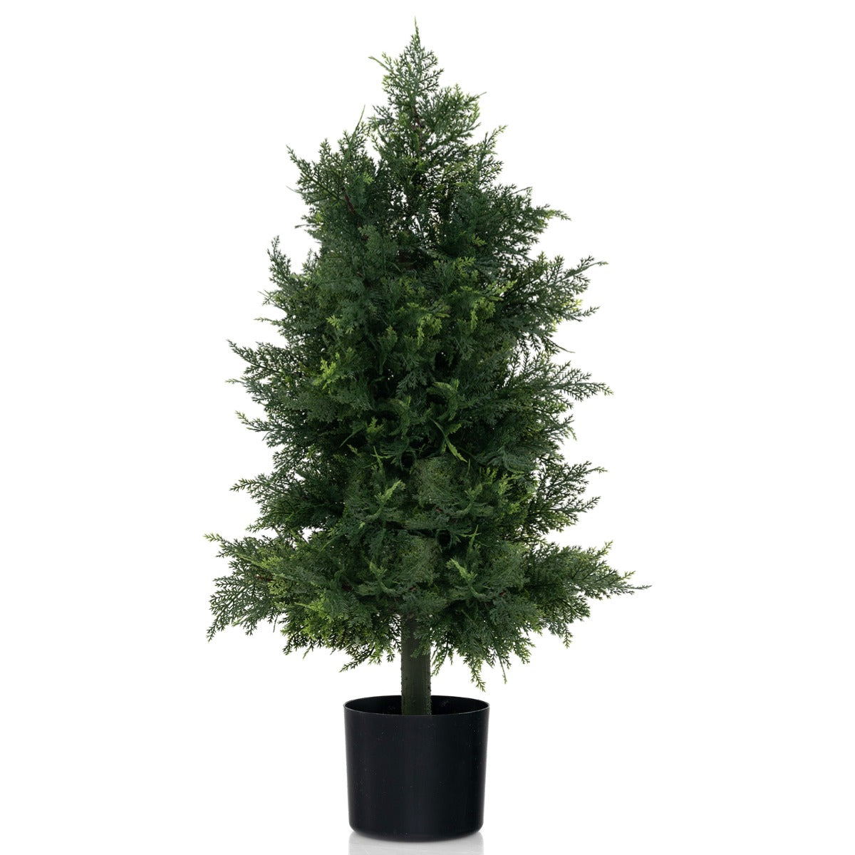 Konstgjord – topiary ceder med kruka och solbeständiga löv tall – Grön