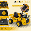 Caterpillar – elbil för barn 12V dumper att sitta på med sandskyffel och tippbädd megafon – Gul