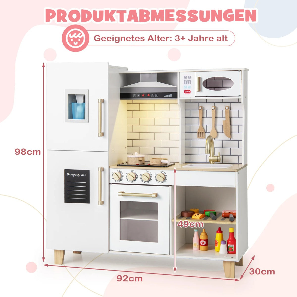 Barnkök – med glassmaskin, köksfläkt och tavla Lekskök Träkök Vitt – Vit