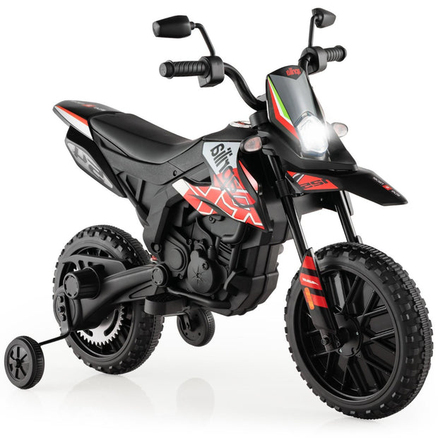 12V – barnmotorcykel med träningshjul Aprilia licensierad elmotorcykel – Röd