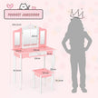Sminkbord – för barn Princess med låda Vikbar spegel – Rosa