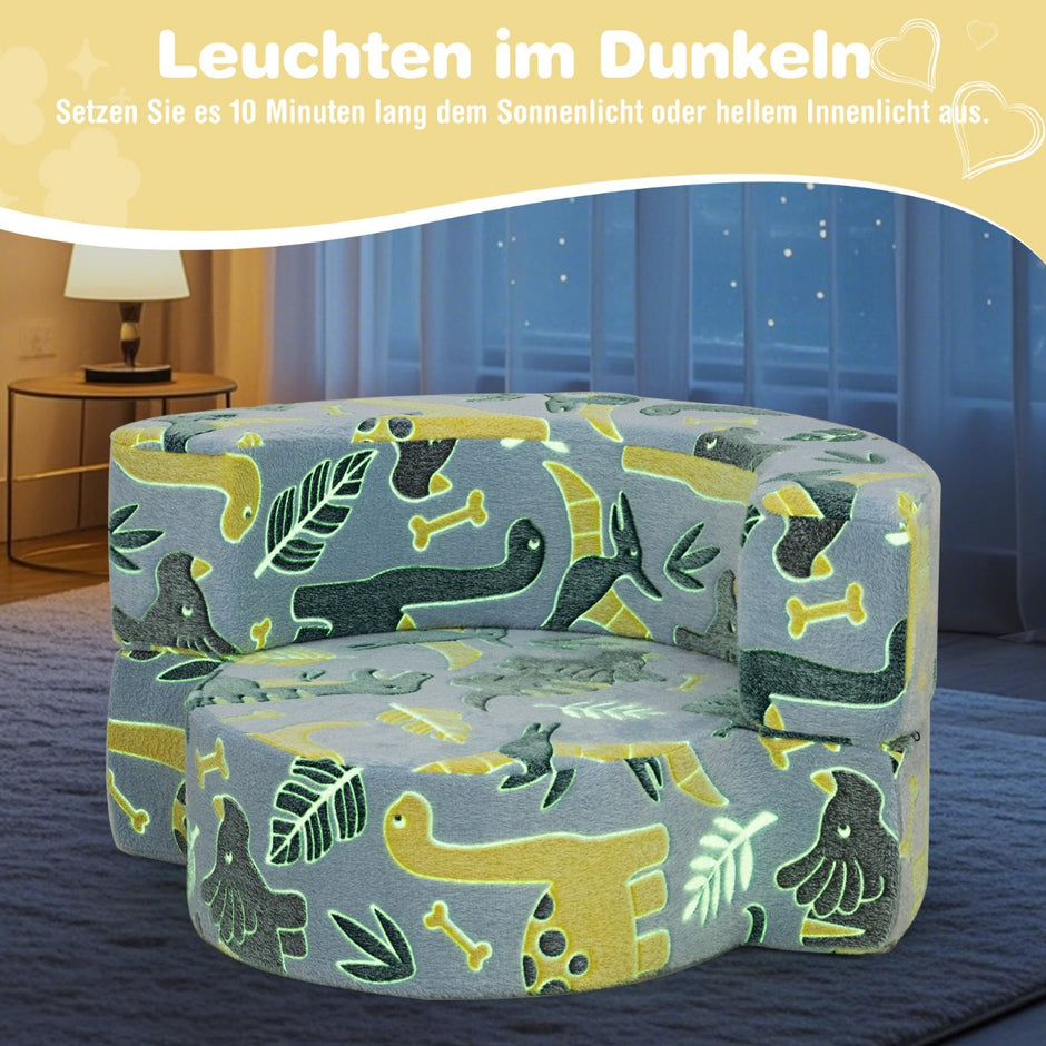 i – barnsoffa rund leksoffa Glow in the Dark klädd med avtagbart överdrag – 2 1 – Blå