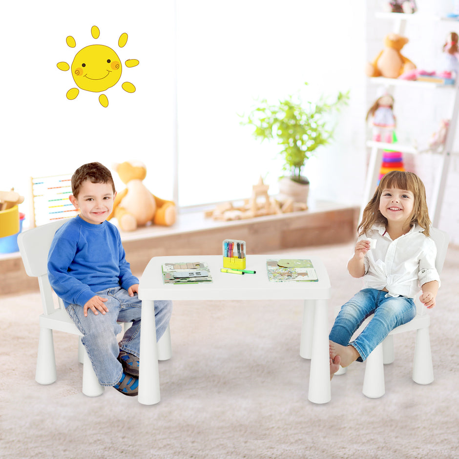 stycken – Barnsittgrupp Barnbord med stolar Barnmöbler av plast – 3 2 – Vit