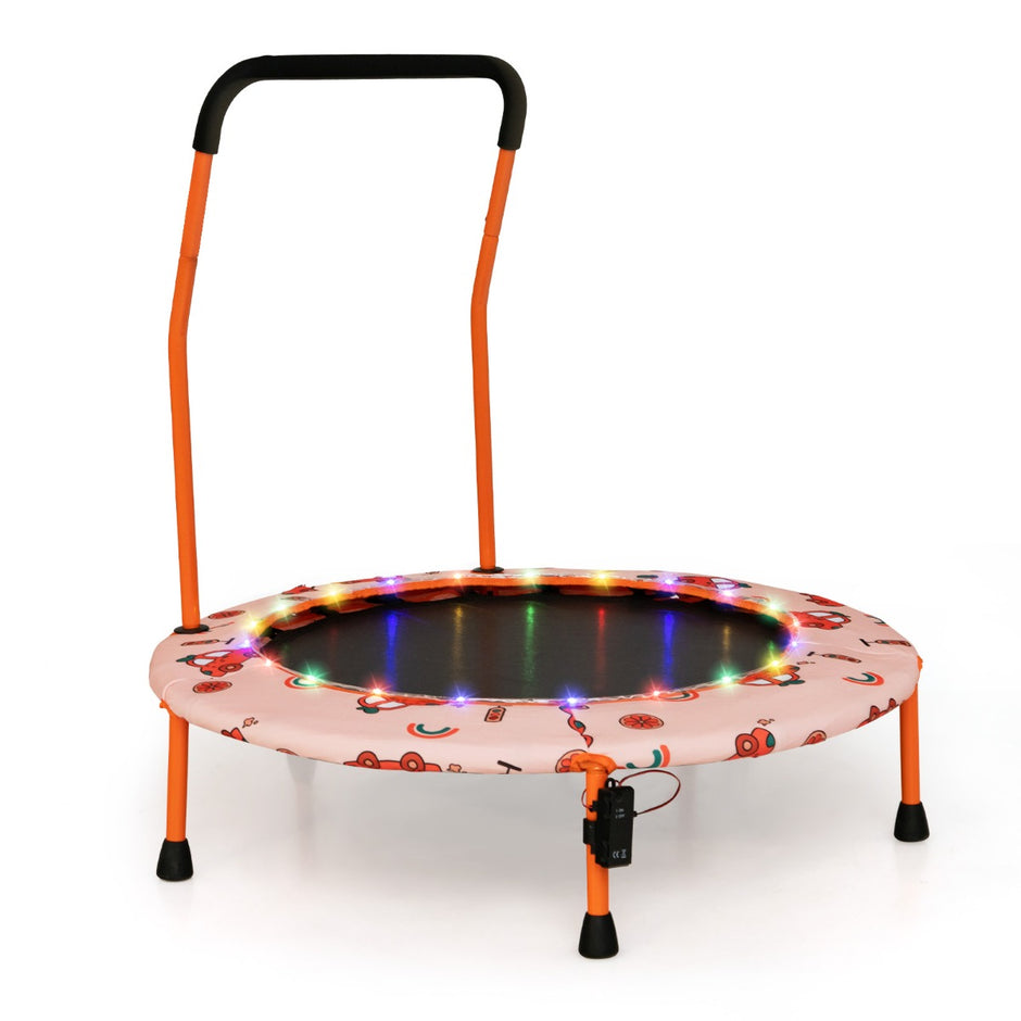 Barnstudsmatta – ministudsmatta med LED belysning ochamp; avtagbart handtag – Ø 92 cm – Orange