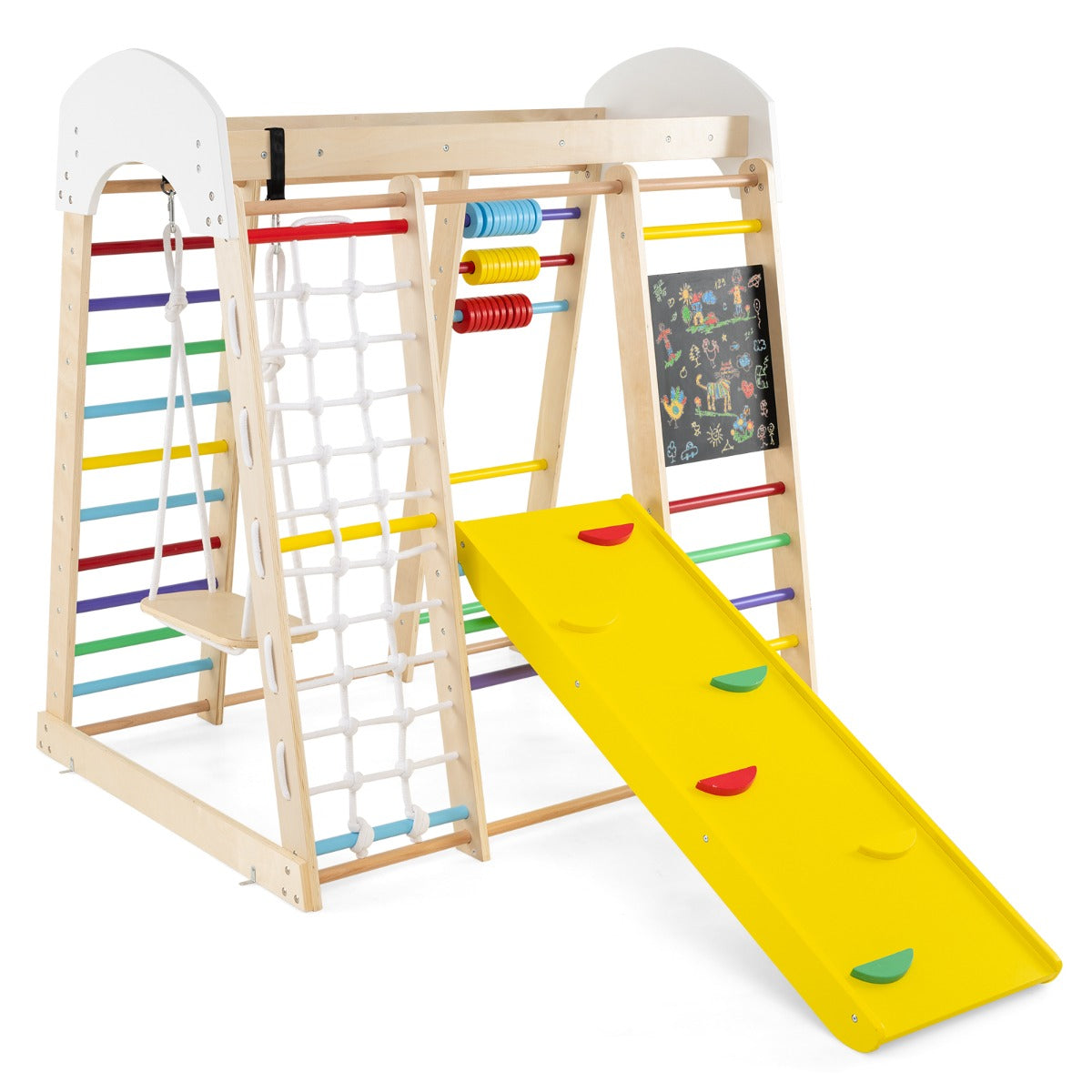 Klatteleksak – set för småbarn med rutschkana och gunga – 124 x 119 x 138 cm – Färgglad