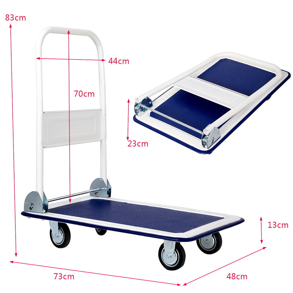 Hopfällbara – transportvagnar med en bärkraft på upp till Plattformvagn 360° svängbara hjul och handtag – 150 kg – Blå