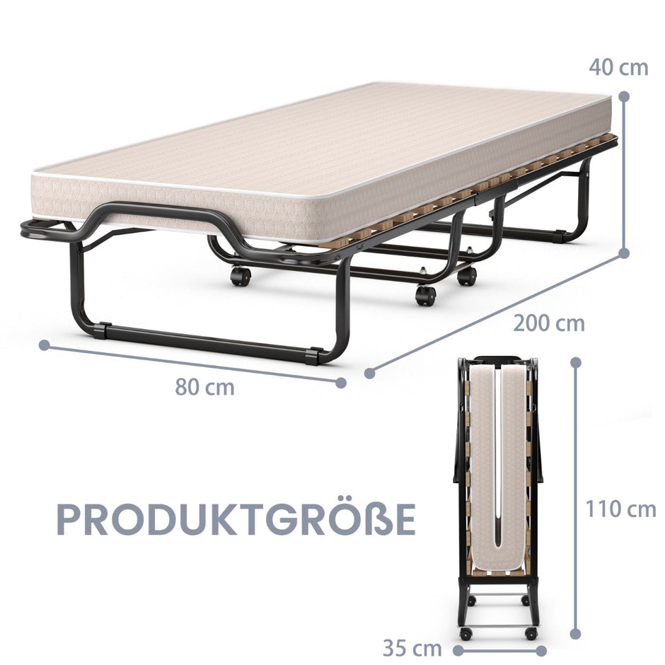Hopfällbar – gästsäng med Memory Foam Madrass Tillverkad i Italien Ursprung: – 80 x 200 cm – Beige