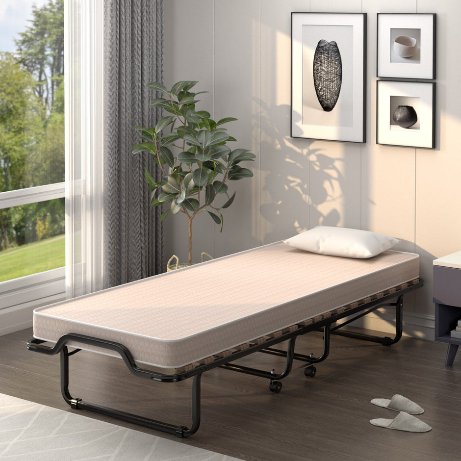 Hopfällbar – gästsäng med Memory Foam Madrass Tillverkad i Italien Ursprung: – 80 x 200 cm – Beige